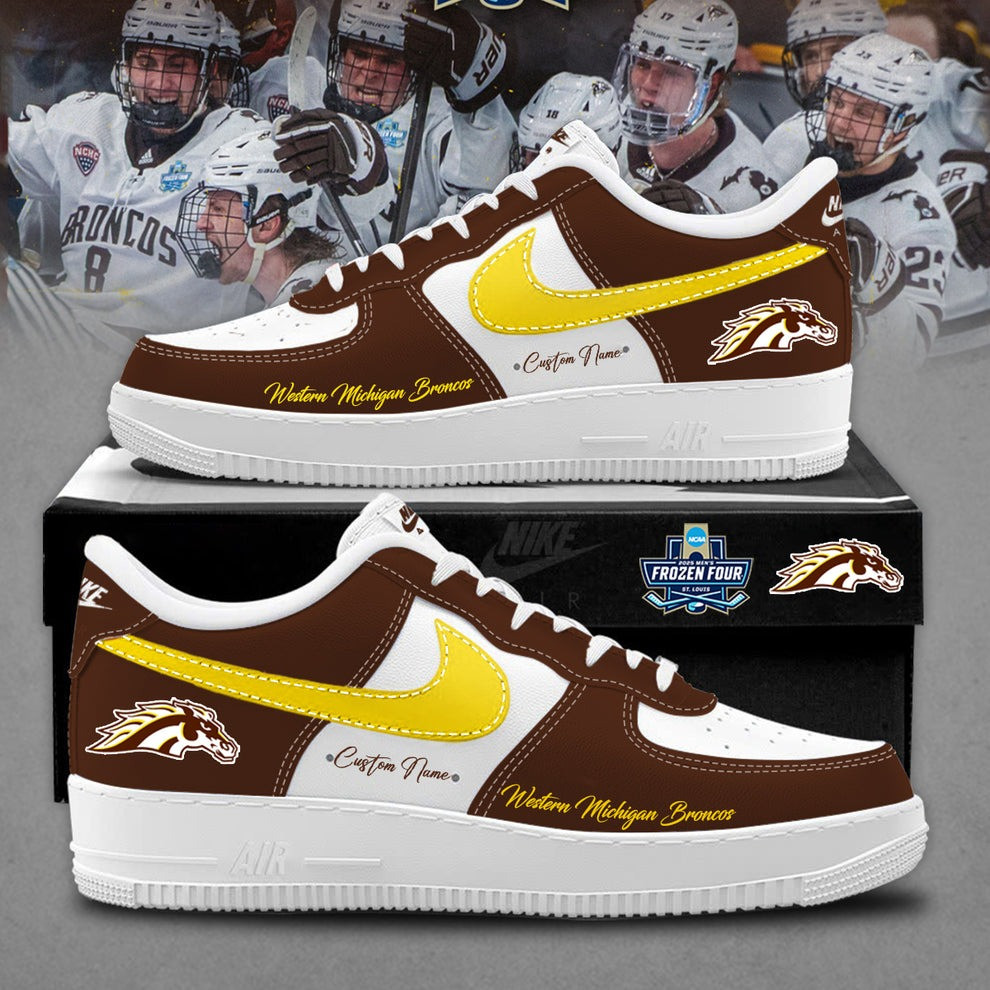 Custom Personalized Western Michigan Broncos Air Force 1 Shoes Sneakers Merchandise Fan Gear