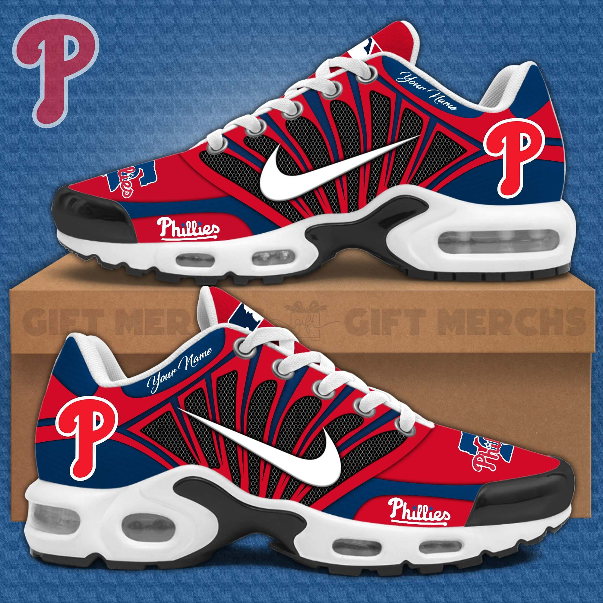 Custom Philadelphia Phillies Air Max Plus Sneakers Merchandise Sport Shoes Gifts For Fans