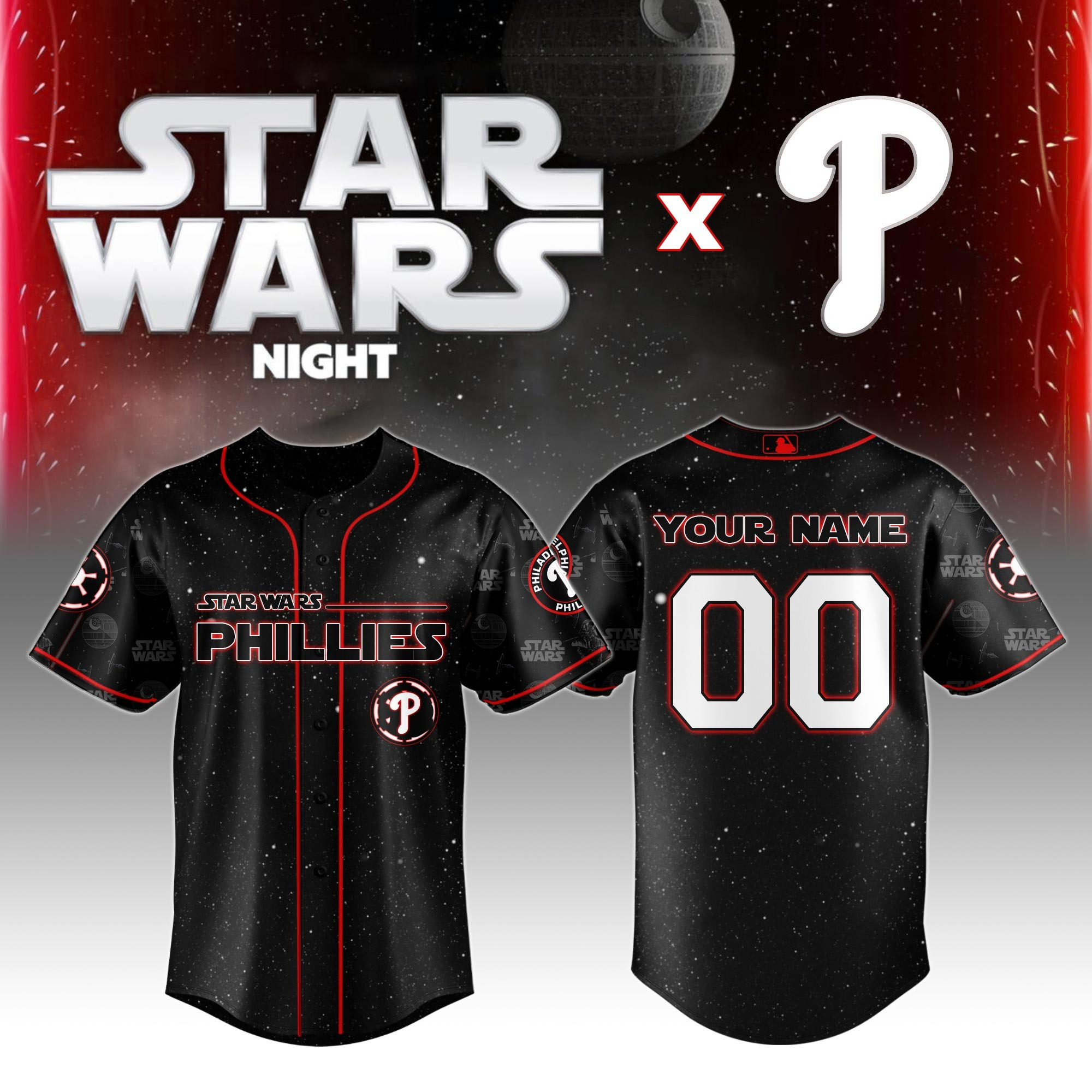 Custom Philadelphia Phillies MLB x Star Wars Night Jersey Unique Gifts For Baseball Fans