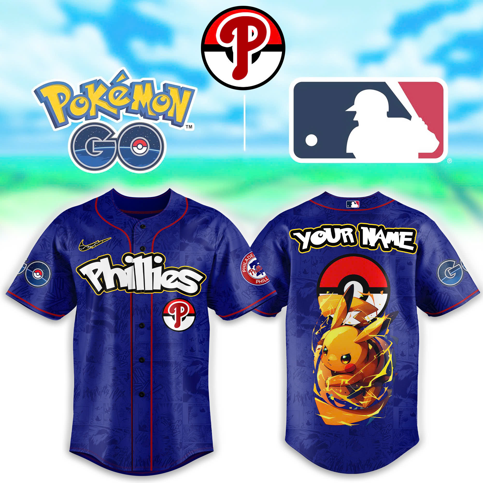 Custom Philadelphia Phillies x Pokemon Go Pikachu Jersey Baseball Lover Gift Ideas