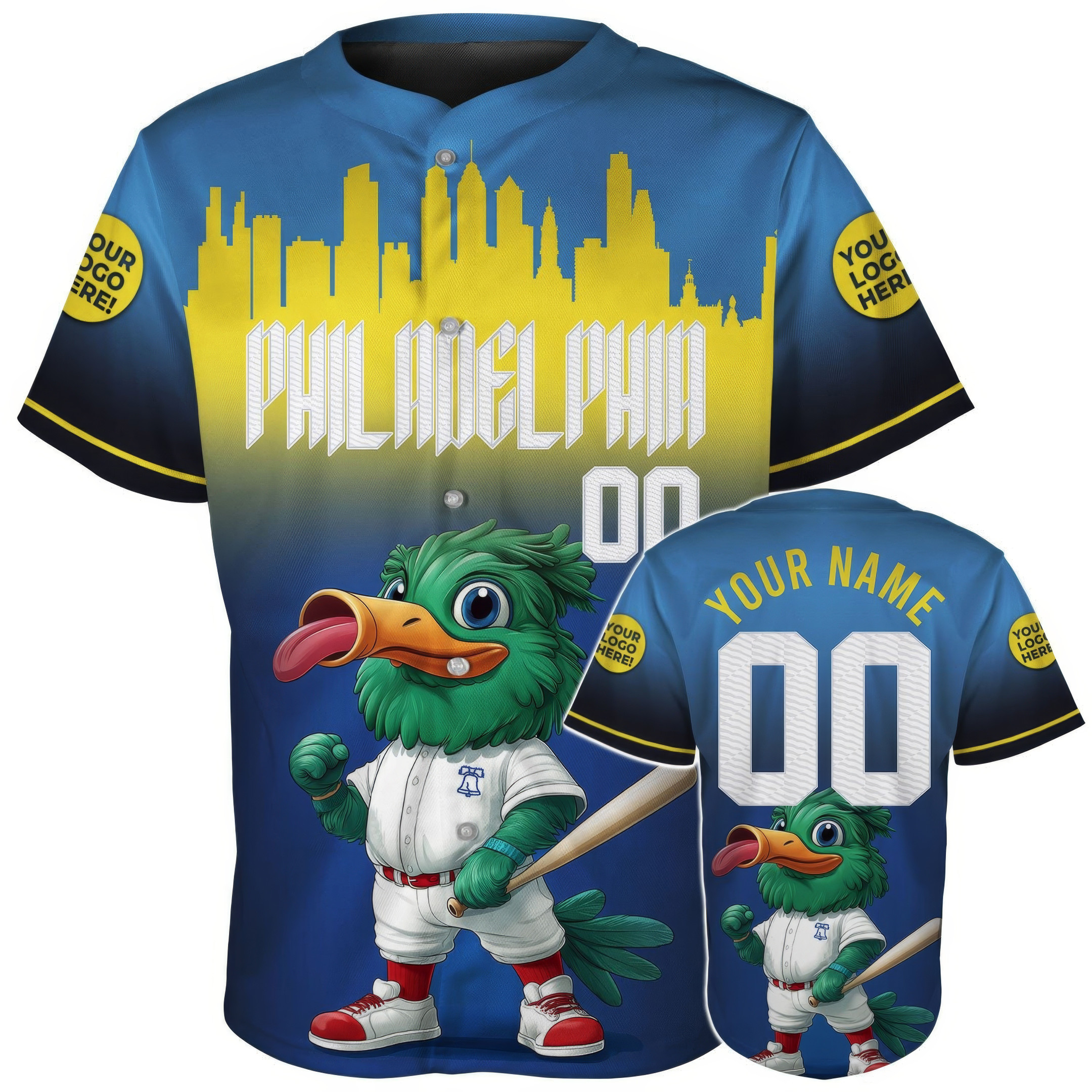 Custom Philadelphia Skyline Baseball Mascot Baseball Jersey Gift For Fans