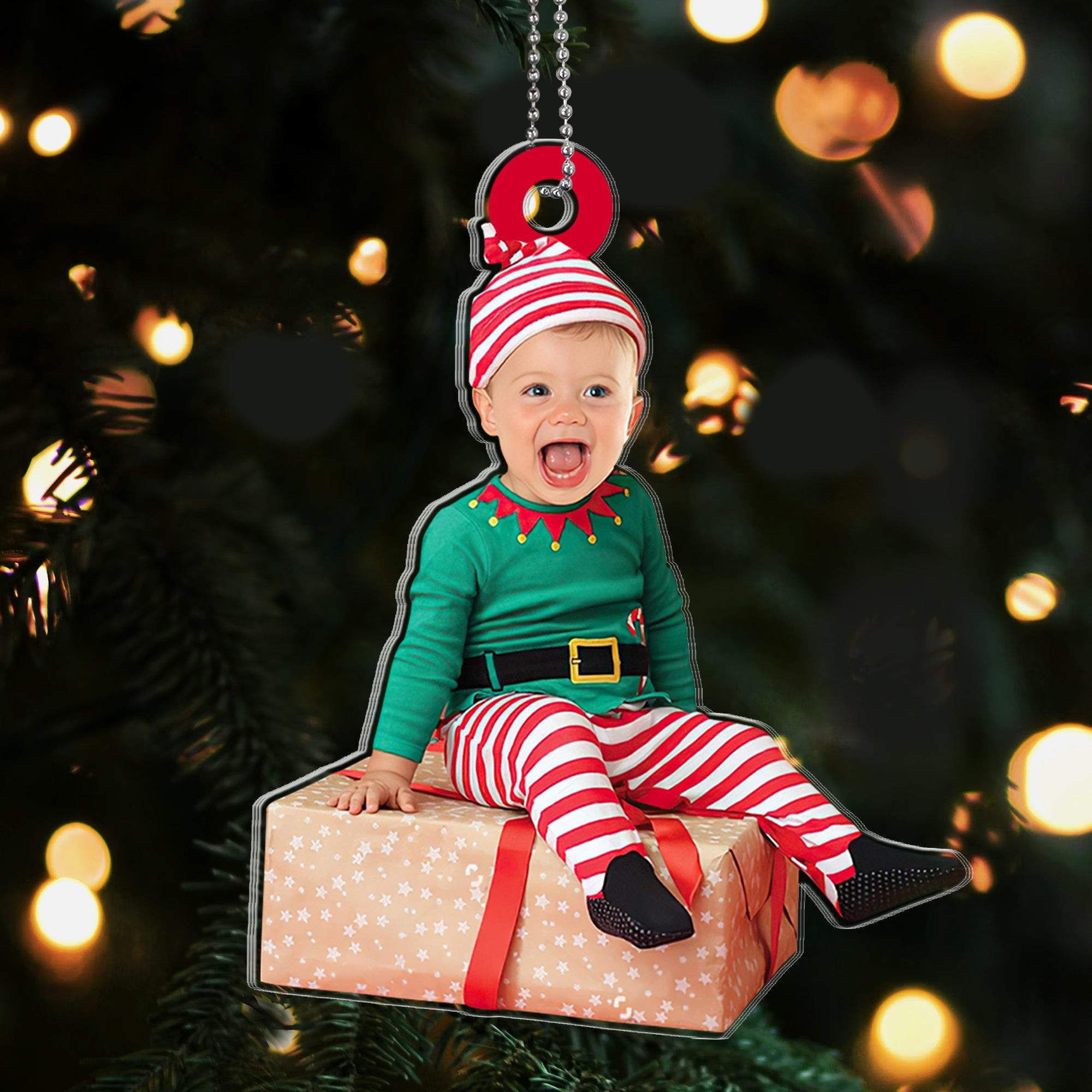 Custom Photo Baby Elf Christmas Ornament Holiday Decor Christmas Gifts Ideas 2025