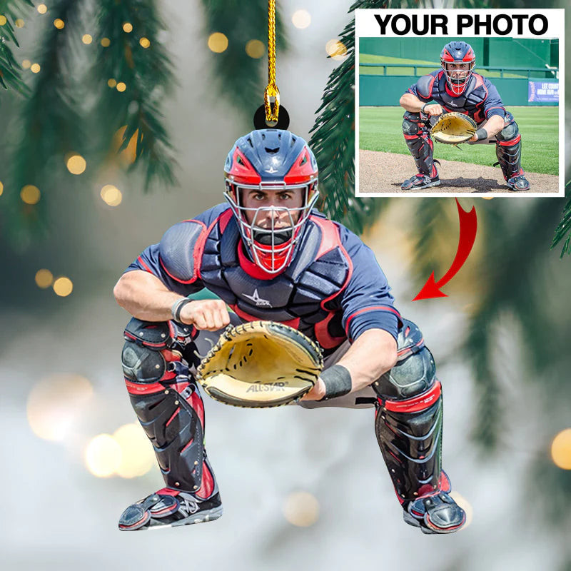 Custom Photo Baseball Christmas Ornament Upload Image Baseball Flat Ornament Gift for Team Baseball