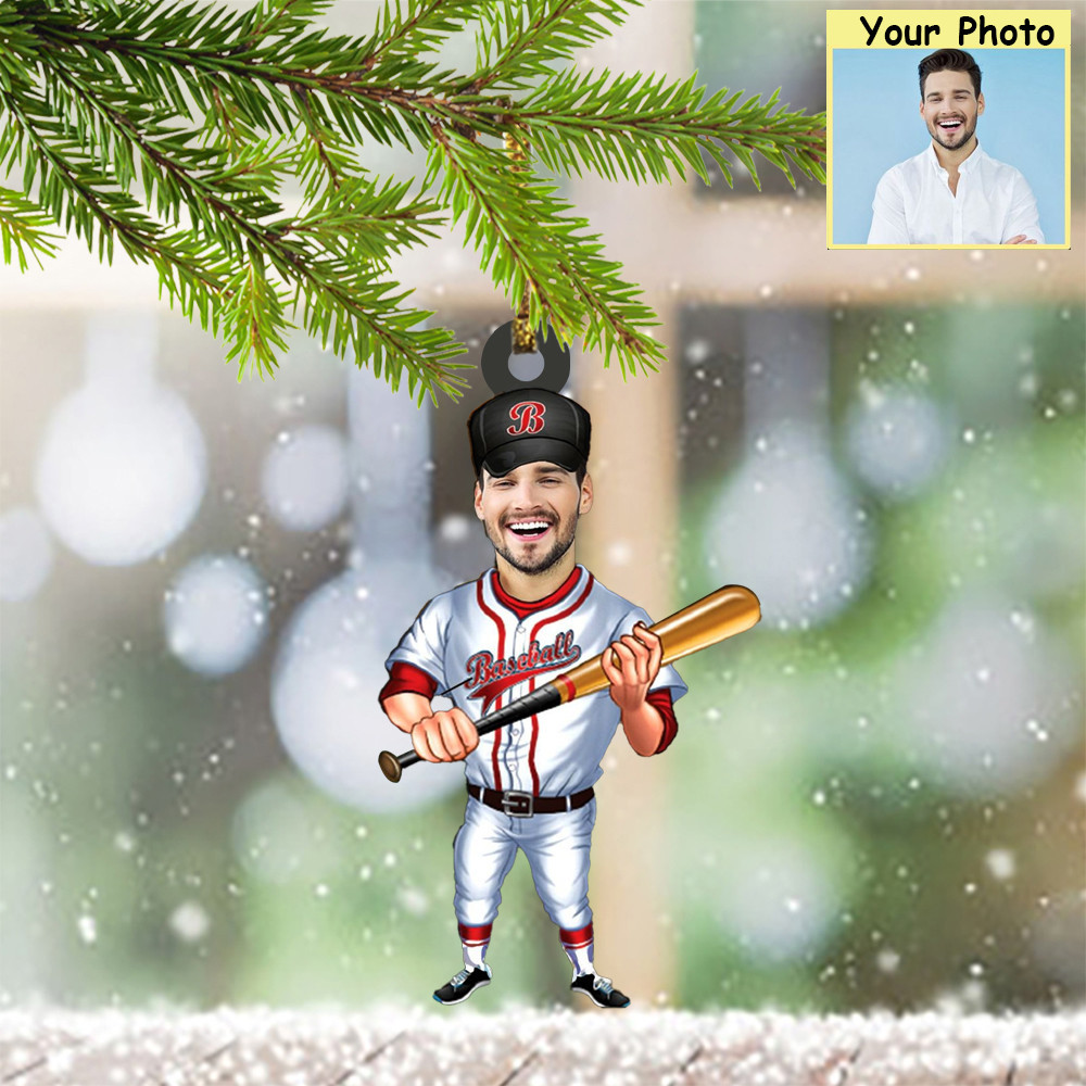 Custom Photo Baseball Ornament Personalized Baseball Christmas Ornaments 2024