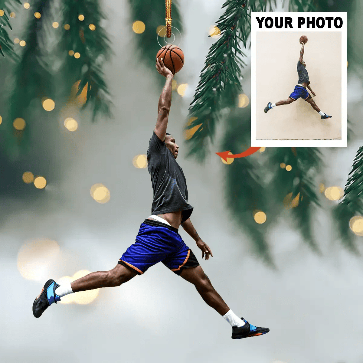 Custom Photo basketball acrylic Ornament Personalized Gift For basketball player Christmas Ornament