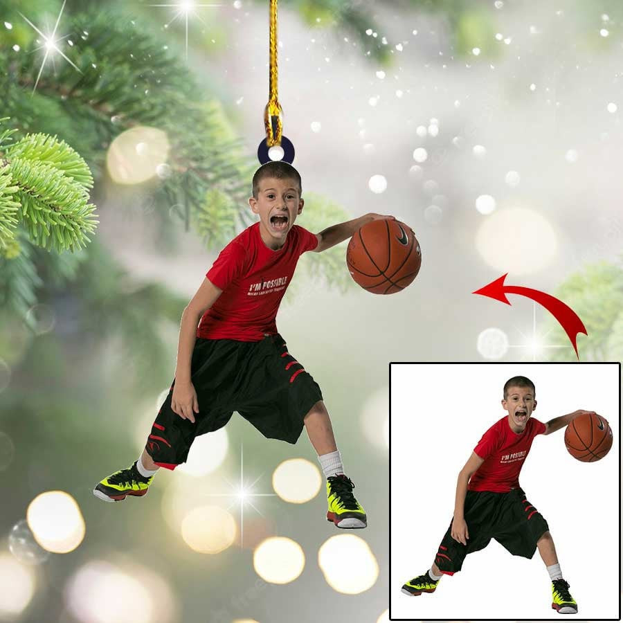 Custom Photo Basketball Players Christmas Ornament for Men & Women Basketball Lovers Gift for Boy and Girl