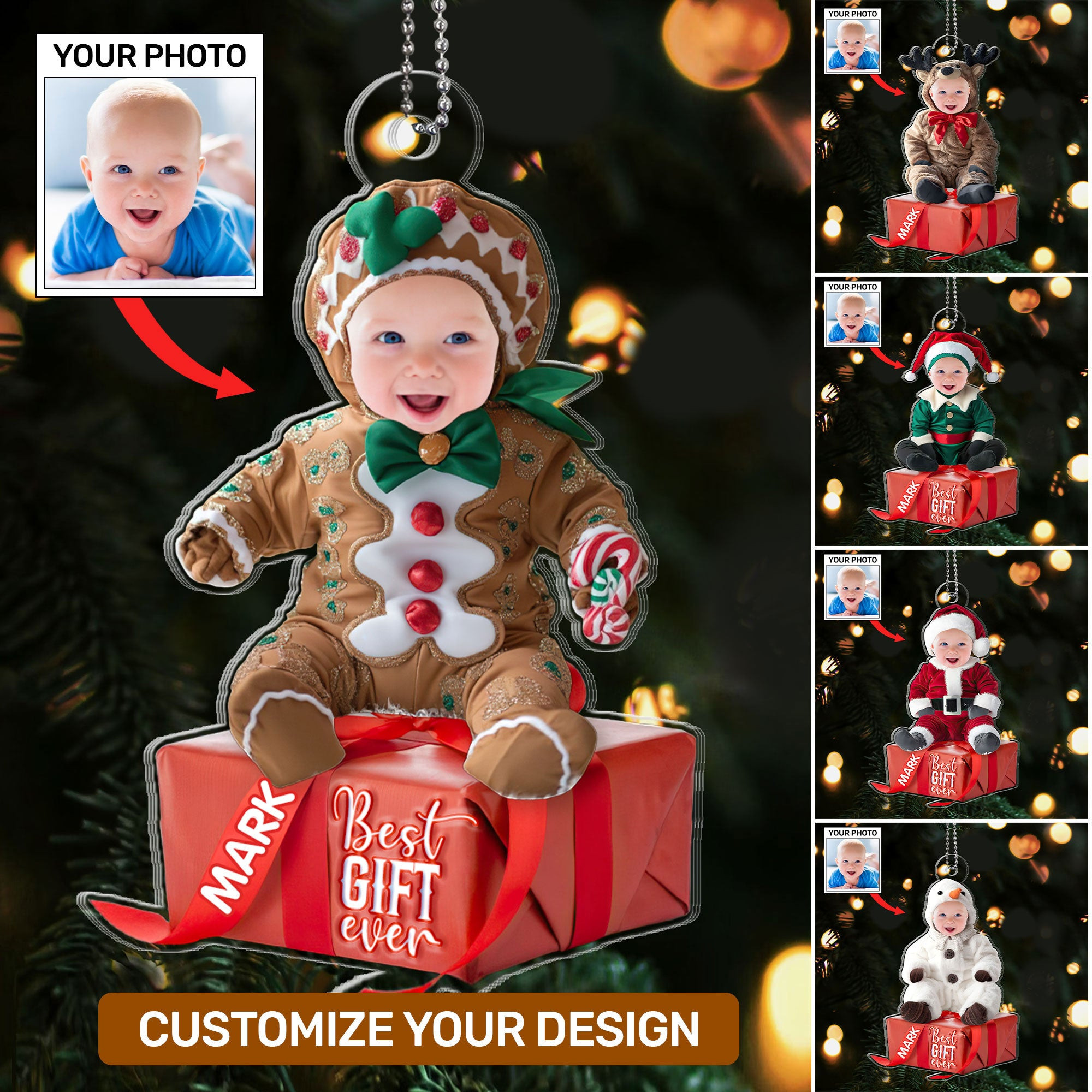 Custom Photo Best Gift Ever Cute Baby First Christmas Acrylic Ornament Babys First Xmas Gifts