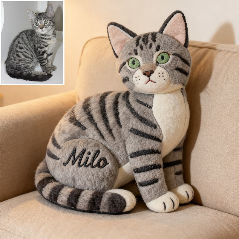 Custom Photo Cat Shaped Pillow Bed Decor Christmas Gifts For Cat Lovers