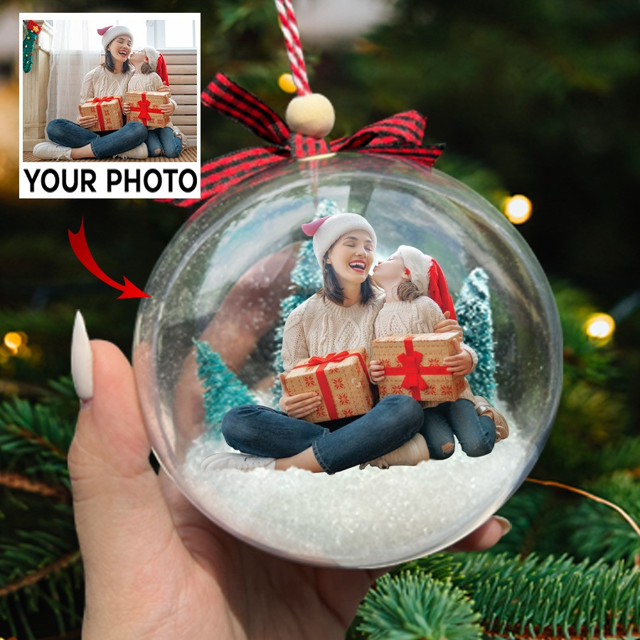 Custom Photo Christmas Snowball Ornament Holiday Ornament Christmas Tree Decor
