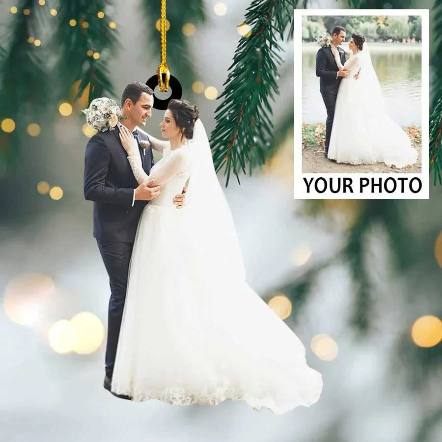 Custom Photo Couple Ornament Married Newlywed Couple Christmas Ornament Gift for Husband and Wife