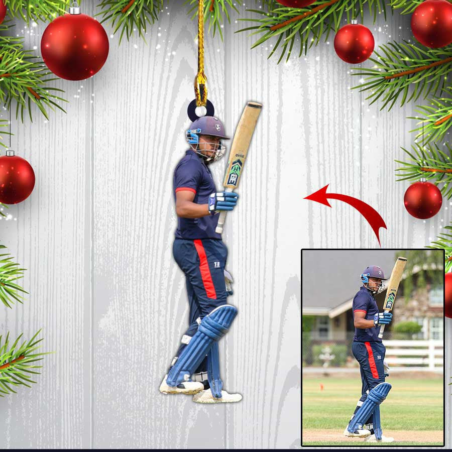 Custom Photo Cricket Players Christmas Ornament for Cricket Lovers Gift for Man who loves Cricket