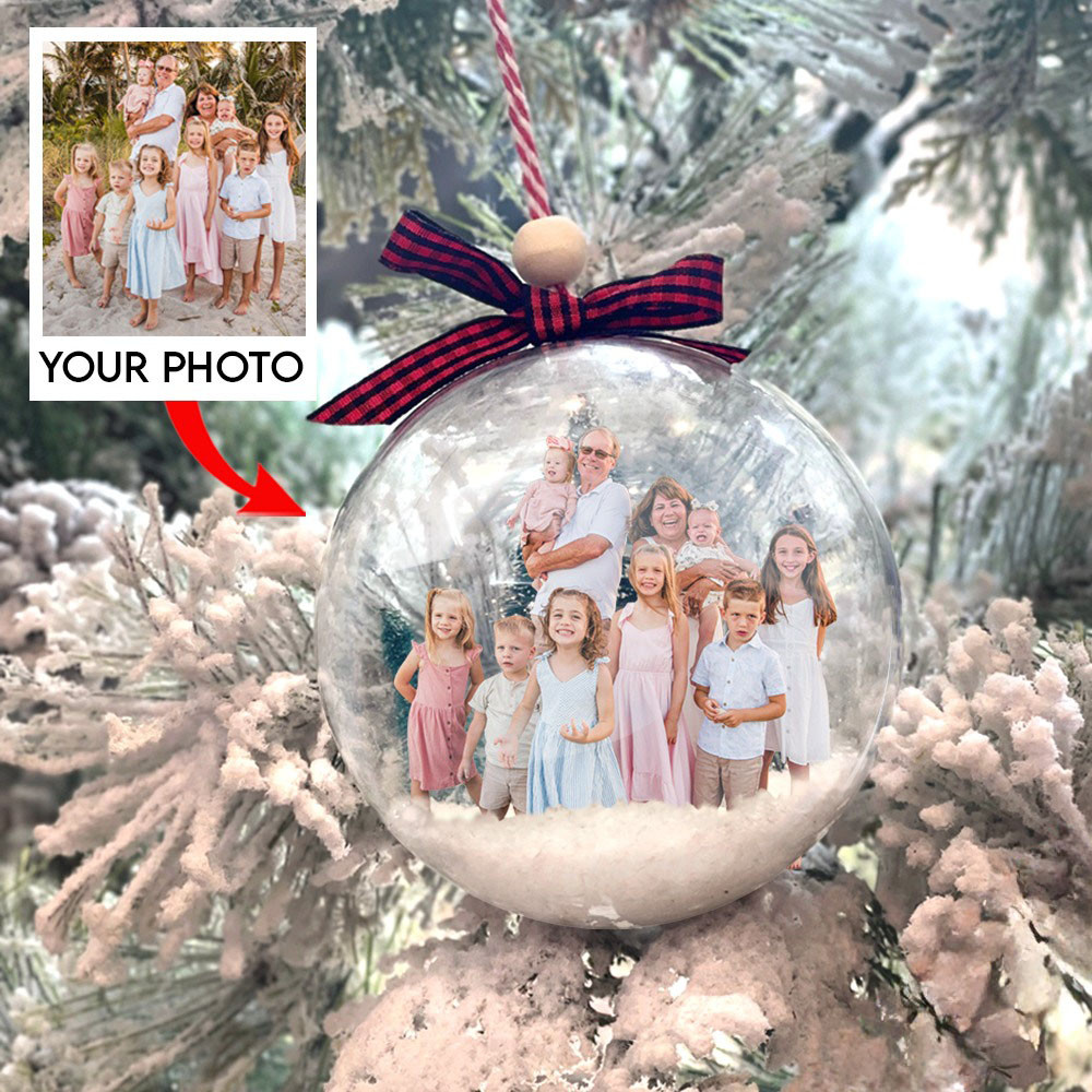 Custom Photo Family Snowball Ornament Christmas Tree Hangings Gifts For Family Members