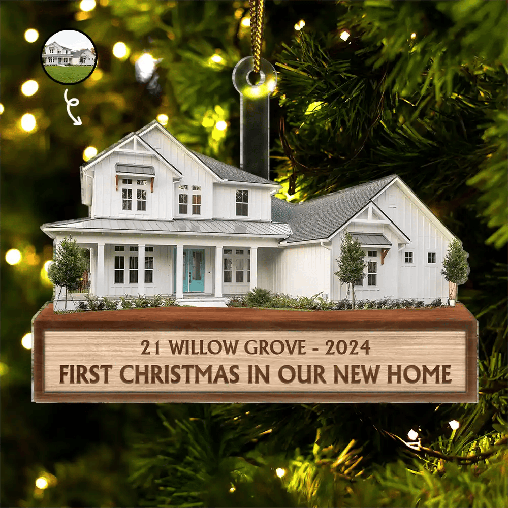 Custom Photo First Christmas In Our New House  Personalized Cutout Acrylic Ornament New Home Ornament 2024