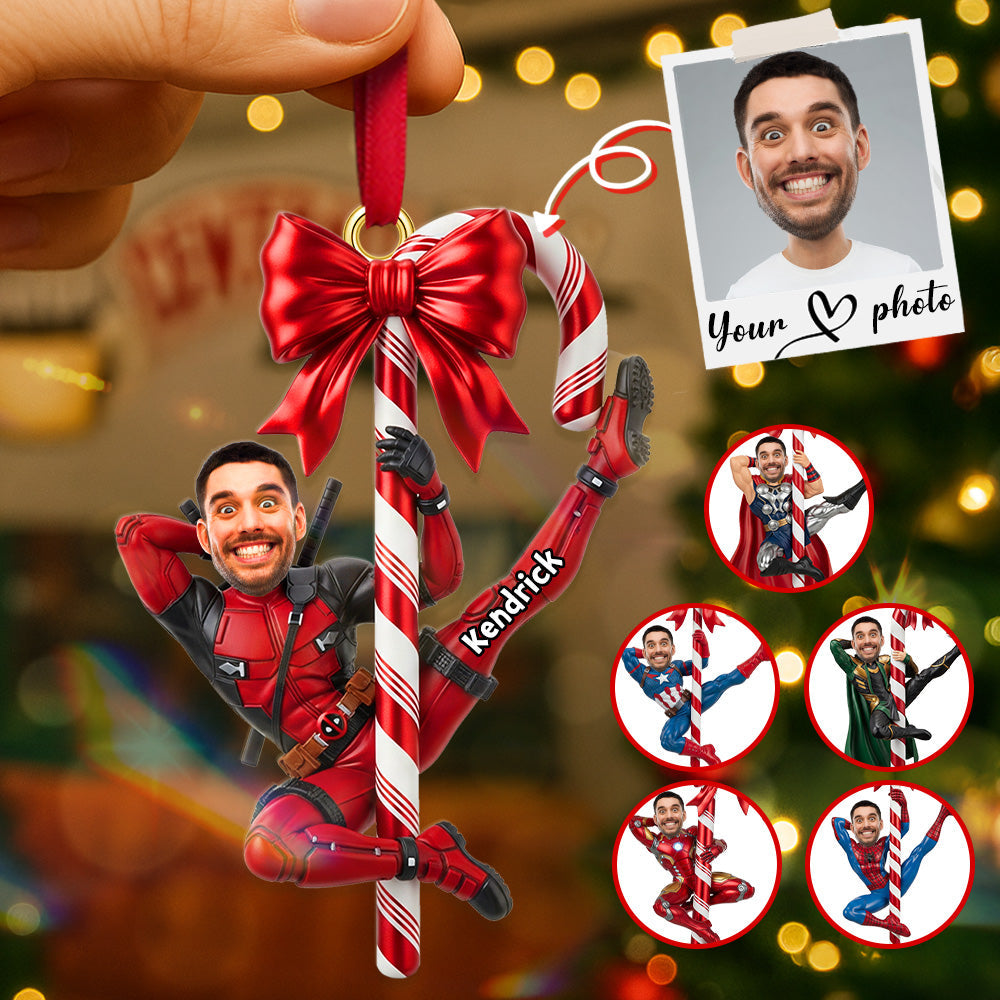 Custom Photo Funny Hero Ornament - Personalized Gifts For Christmas - Xmas Home Decoration Gift