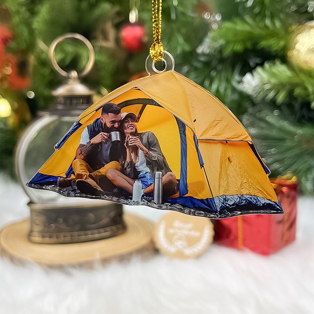 Custom Photo Gifts For Camping Couple Ornament - Family Christmas Ornament Gift Custom Photo Gifts For Camping Couple Ornament - Family Christmas Ornament Gift