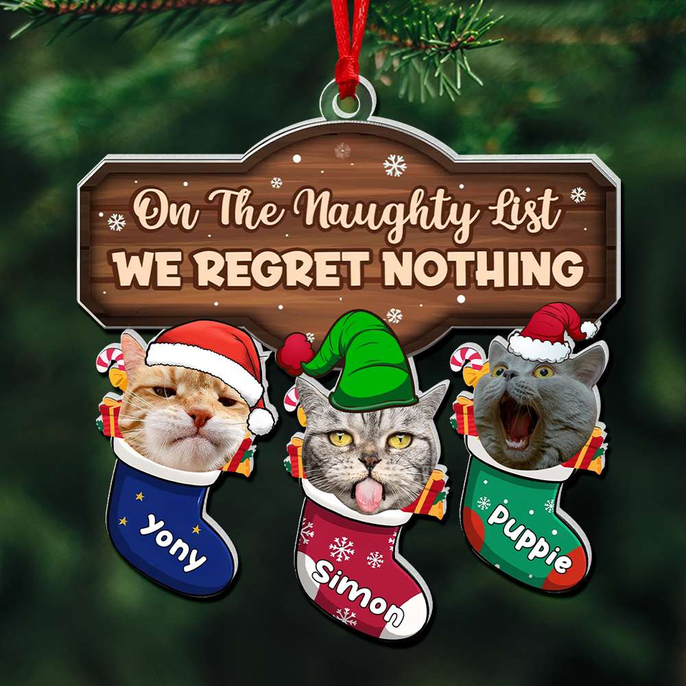 Custom Photo Gifts For Cat Lovers Christmas Acrylic Ornament - Holiday Tree Decoration Gift