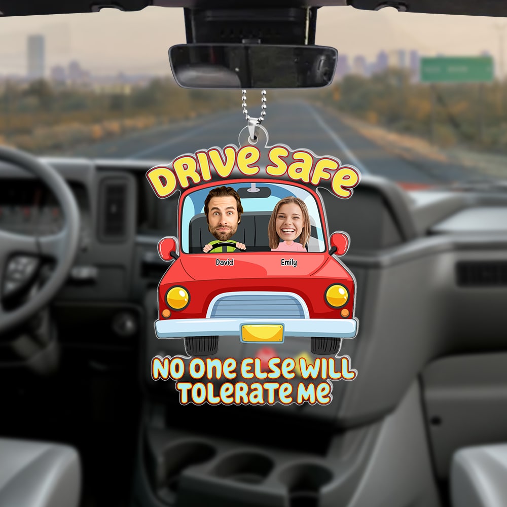 Custom Photo Gifts For Couple Car Ornament Drive Safe - Ornaments - - Festive Holiday Keepsake Gift