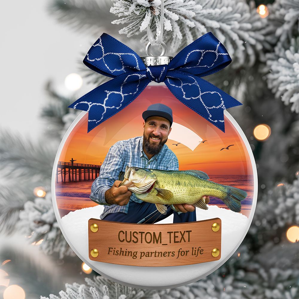 Custom Photo Gifts For Fishing Lovers Christmas Ornament - Funny Christmas Ornament Gift Custom Photo Gifts For Fishing Lovers Christmas Ornament - Funny Christmas Ornament Gift