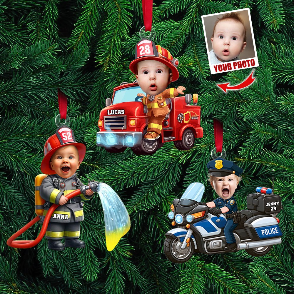 Custom Photo Gifts For Kid Firefighter Ornament - Xmas Home Decoration Gift Custom Photo Gifts For Kid Firefighter Ornament - Xmas Home Decoration Gift