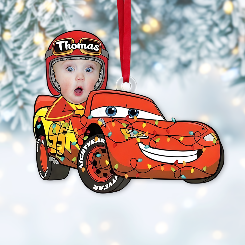 Custom Photo Gifts For Kids Christmas Cartoon Car Ornament - Cute Christmas Tree Gift Idea