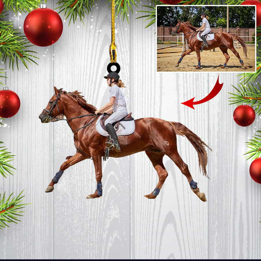 Custom Photo Horse Christmas Ornament for Horse Girl Horse Farmhouse Ornament for Him and Her Son and Daughter