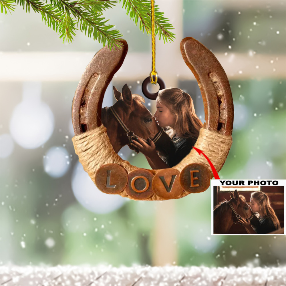Custom Photo Horse Lover Ornament Hanging Christmas Ornaments Gifts For Horse Riders