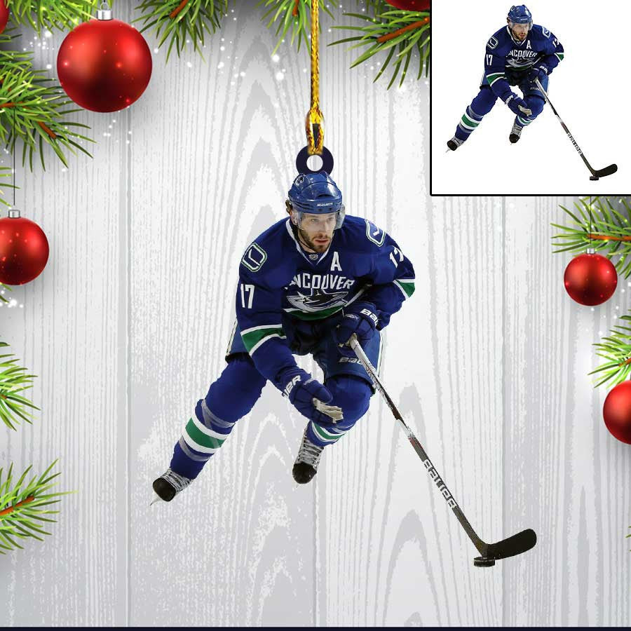Custom Photo Ice Hockey Players Christmas Ornament for Men Dad Acrylic Hockey Ornament