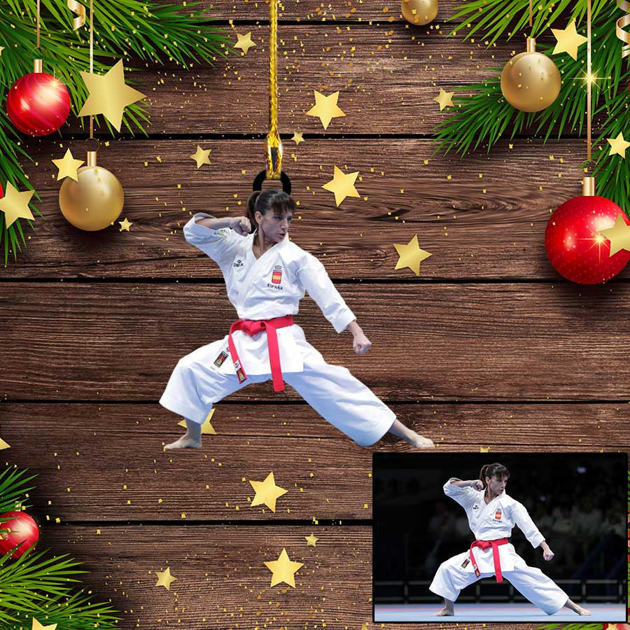 Custom Photo Karate Players Acrylic Ornament for Karate Lovers Tree Decor