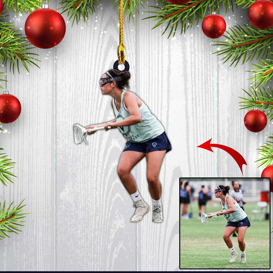 Custom Photo Lacrosse Players Christmas Ornament Lacrosse Custom Shaped Ornament for Men & Women