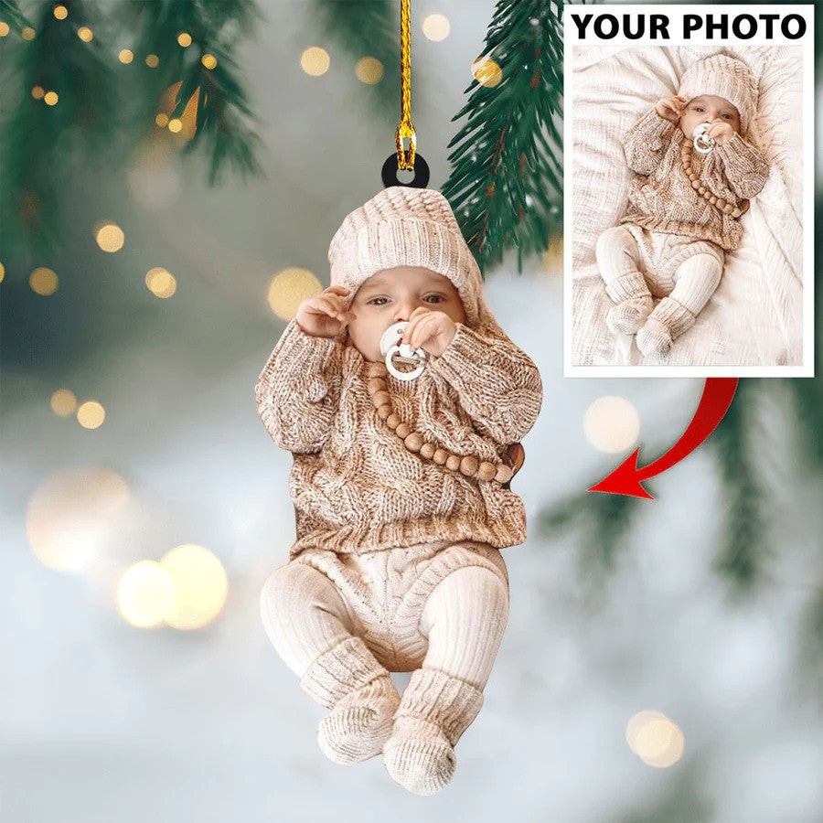 Custom Photo Ornament Christmas  Baby Cute for Baby New Born Christmas Gift