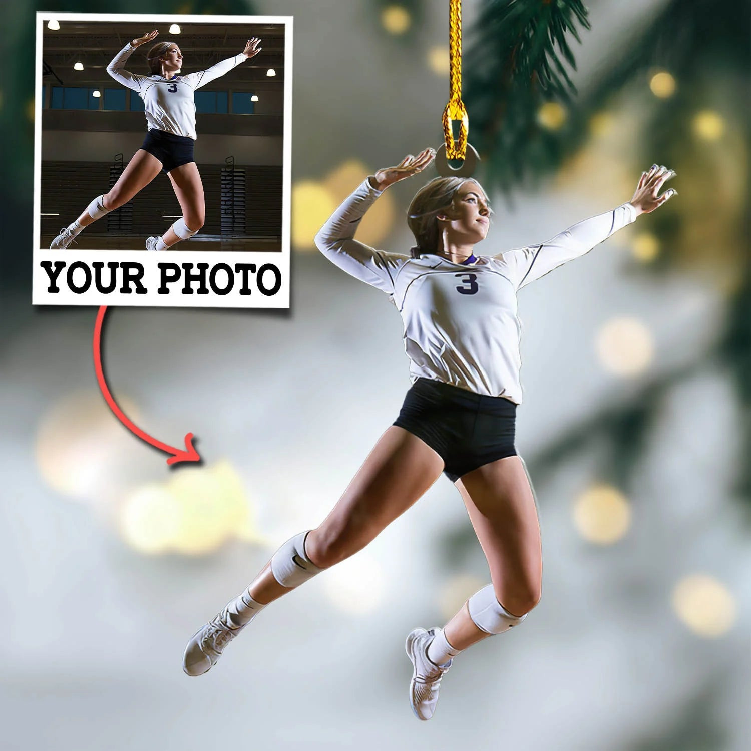 Custom Photo Ornament Gift For Volleyball Player  Upload Photo Volleyball Team Ornament Gift For Volleyball Lovers