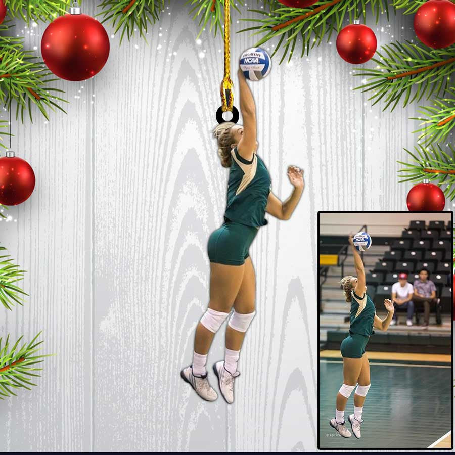 Custom Photo Personalized Beach Volleyball Acrylic Christmas Ornament Gift For Volleyball Players