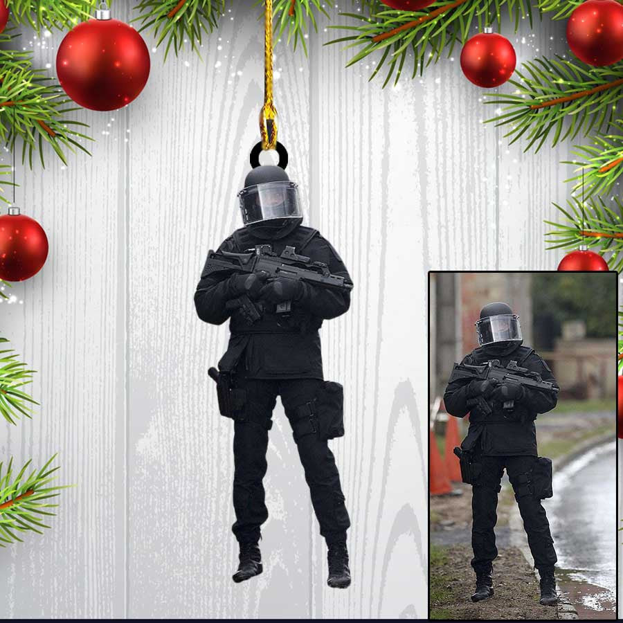 Custom Photo Police Acrylic Ornament for Policeman Custom Shaped Police Ornament for Dad