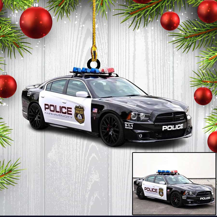 Custom Photo Police Car Ornament for Policeman Custom Shaped Acrylic Police Ornament for Him