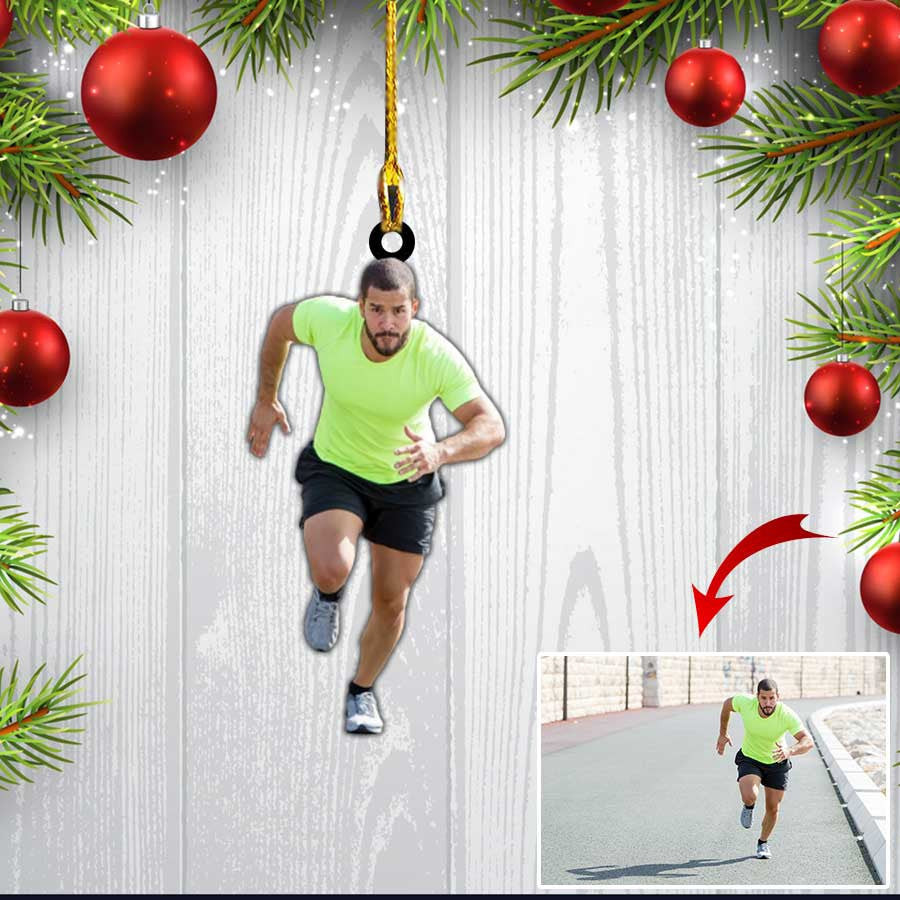 Custom Photo Runner Running Christmas Ornament for Athlete Running Lovers