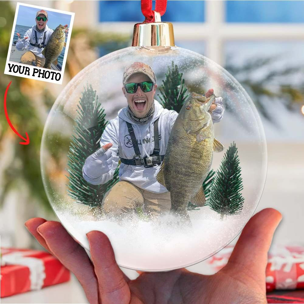 Custom Photo Snowball Ornament Fishing Christmas Ornaments Gift For Fishing Lovers