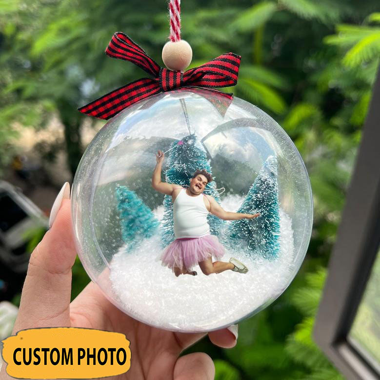 Custom Photo Snowball Ornament Funny Christmas Ornaments Gifts For Holiday