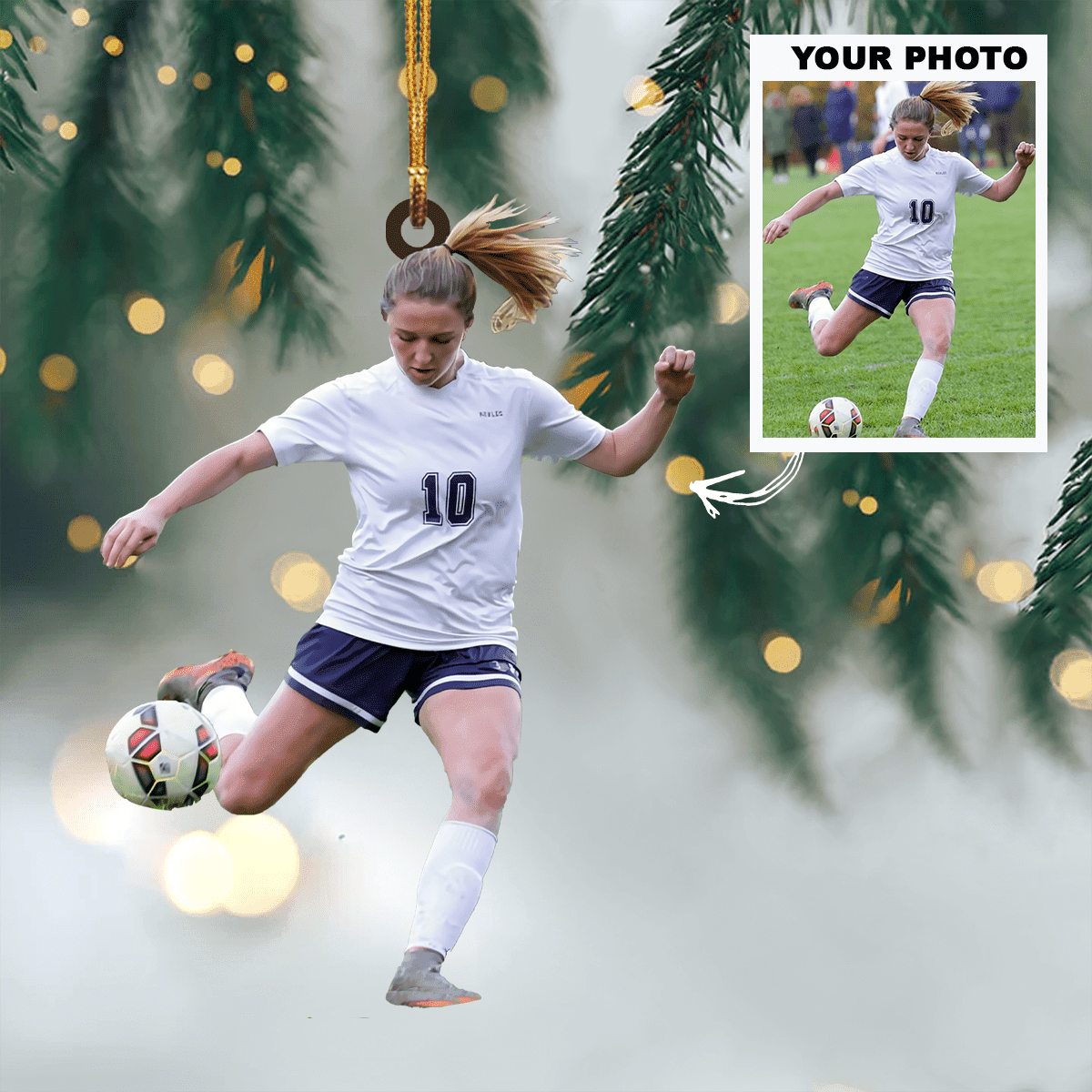 Custom Photo Soccer acrylic Ornament Personalized Gift For soccer lover Christmas Home Decor
