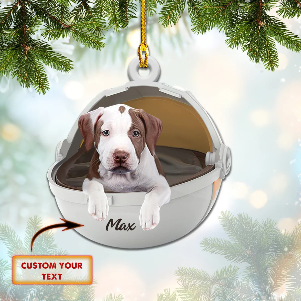 Custom Pitbull Christmas Ornament Personalized Pitbull Ornaments Gifts