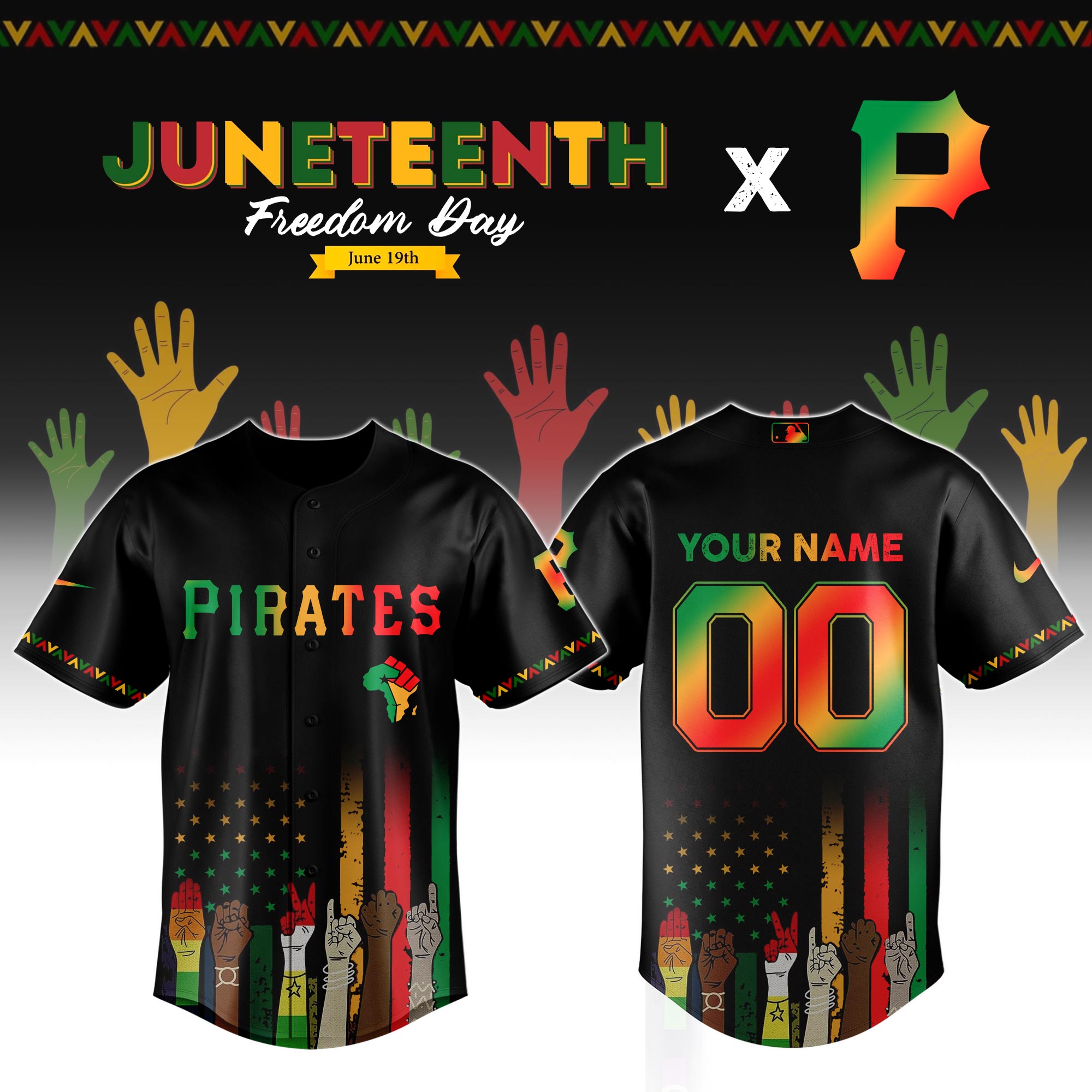 Custom Pittsburgh Pirates x Juneteenth Jersey 2025 Present For Baseball Lover