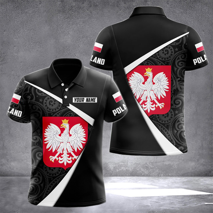 Custom Poland Coat Of Arms Maori Pattern Polo Shirt For Men's Presents For Polish Friends