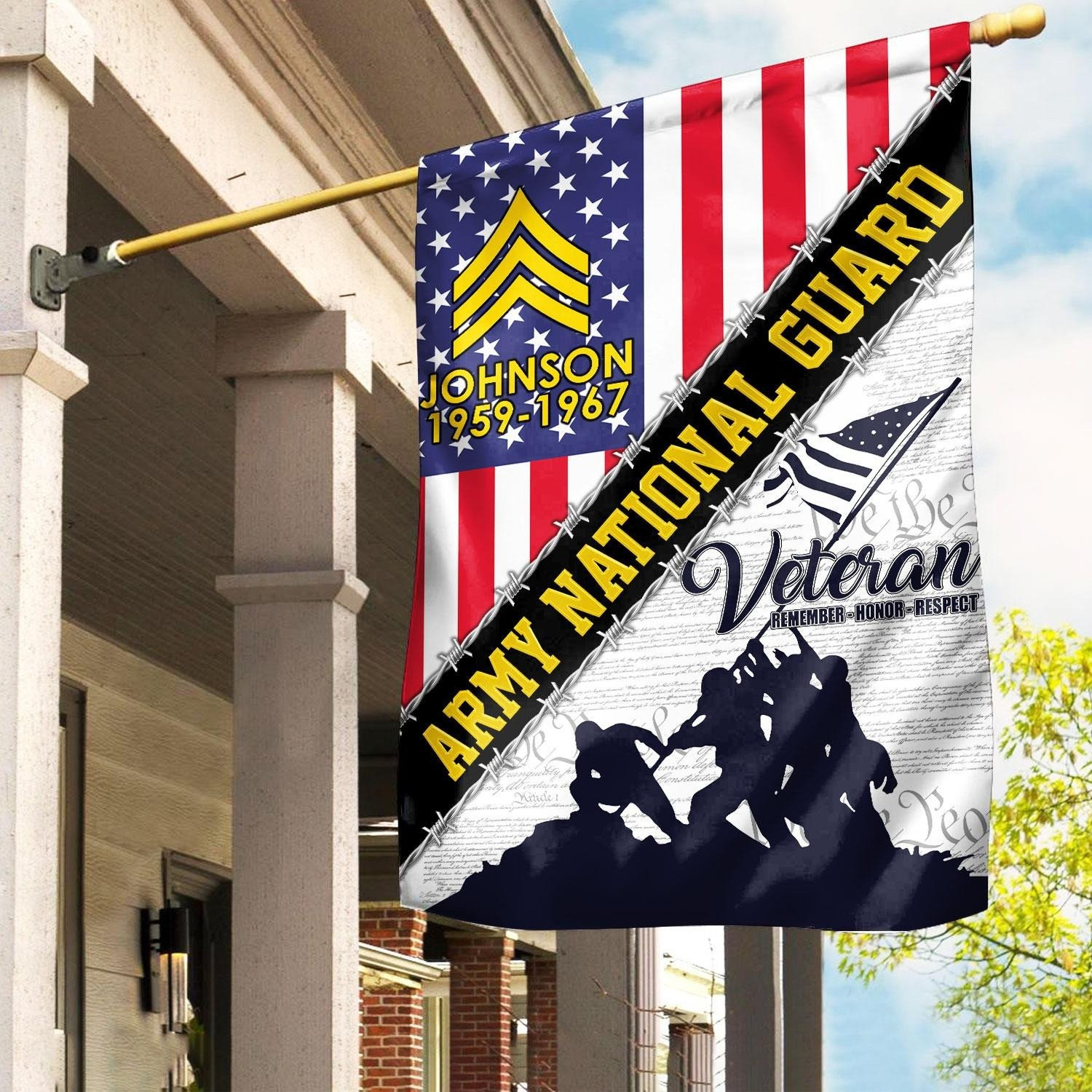 Custom Proud Served US Army National Guard Veteran Flag Pride Military Flag Patriotic Merch