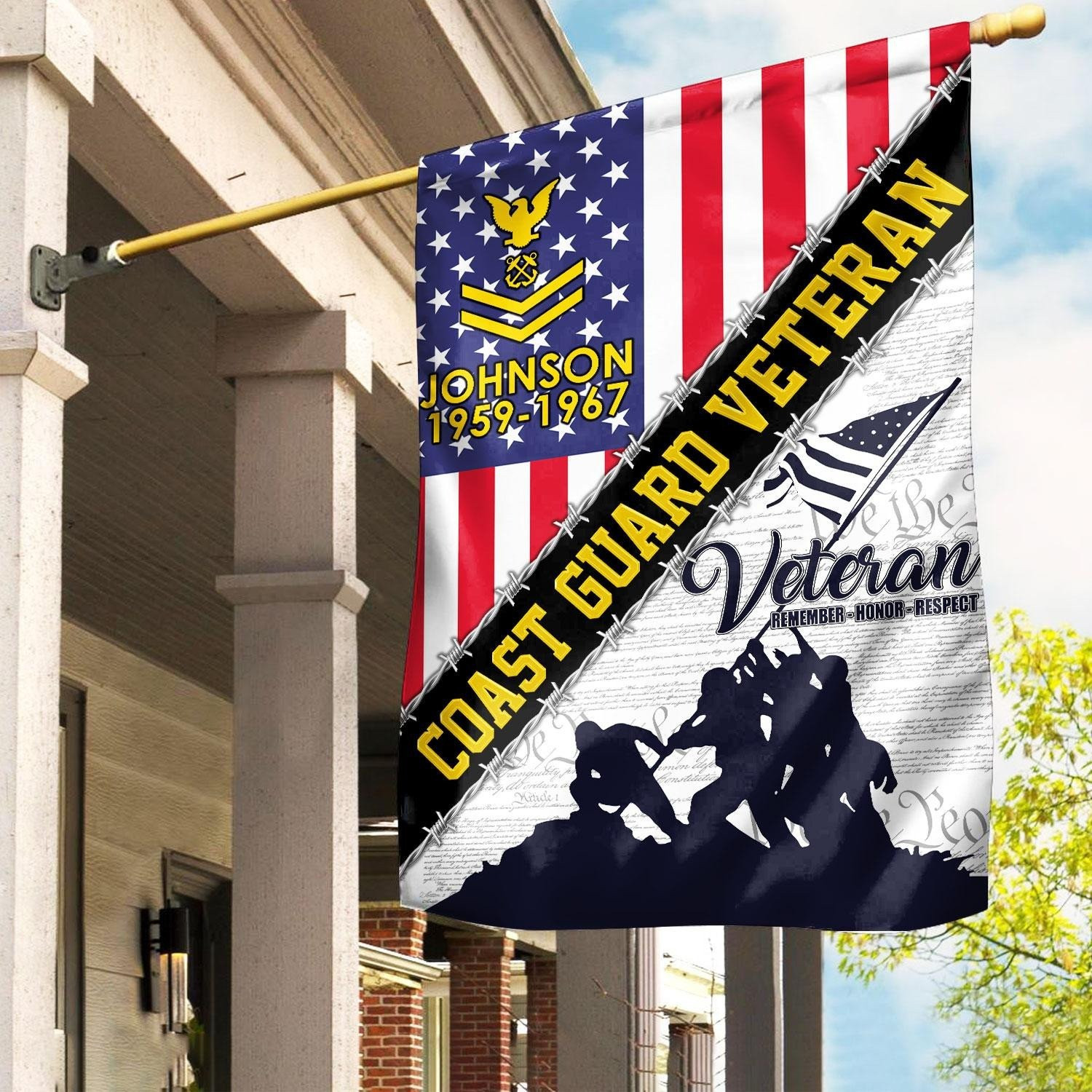Custom Proud Served US Coast Guard Veteran Flag Pride Military Flag Coast Guard Gifts