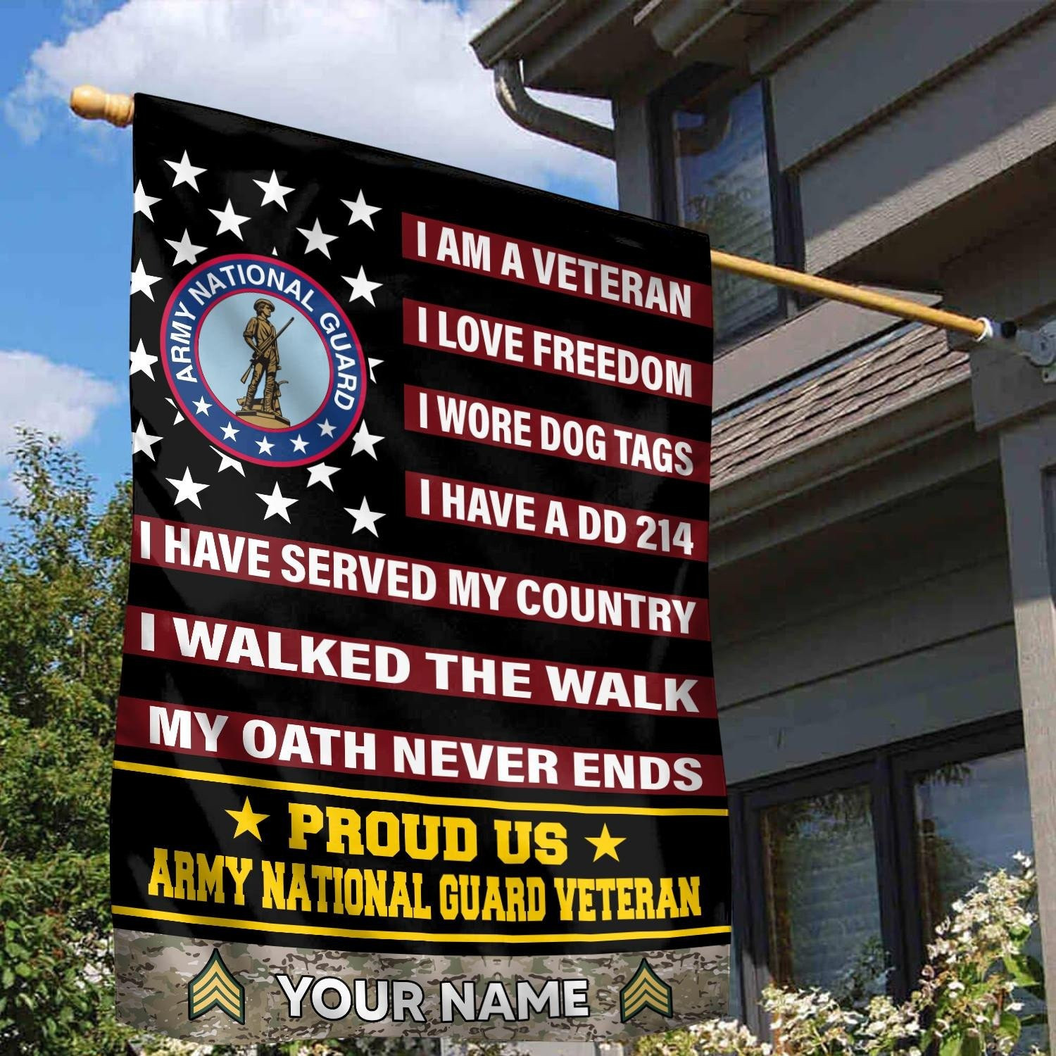 Custom Proud US Army National Guard Veteran Flag Patriotic Flag Gifts For Army Veterans