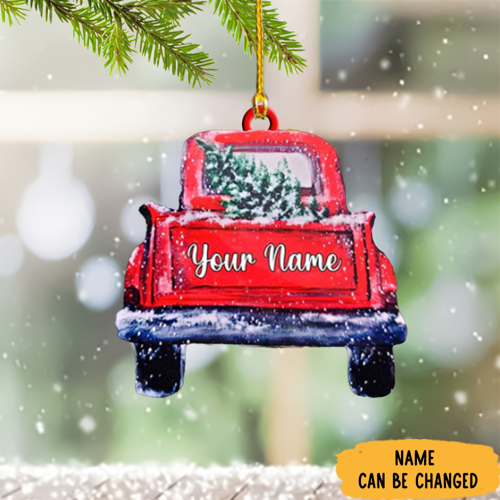 Custom Red Truck Ornament Personalized Red Truck Christmas Ornaments 2024