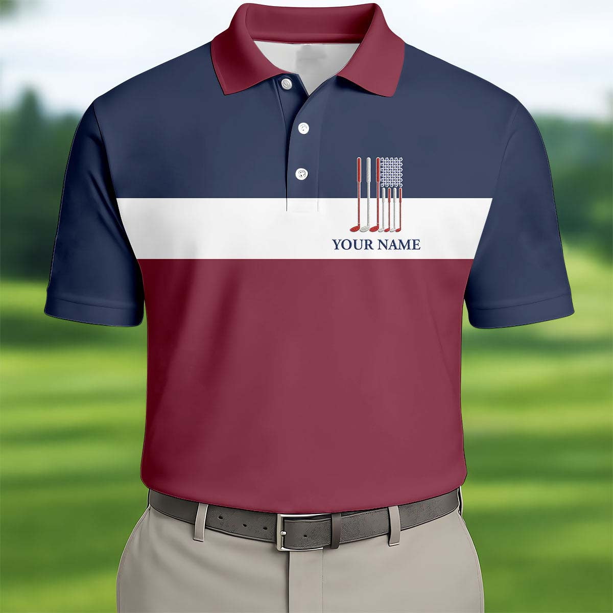 Custom Red White Blue American Independence Day Golf Shirt Men's Apparel Best Golf Gifts