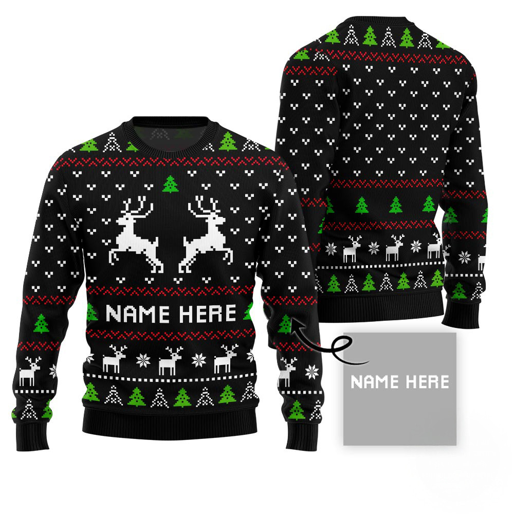 Custom Reindeer Name Ugly Sweater Secret Santa Gifts For Her