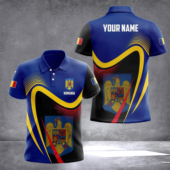 Custom Romania Coat Of Arms Polo Shirt Romanian Clothing Online Gifts For Romanians