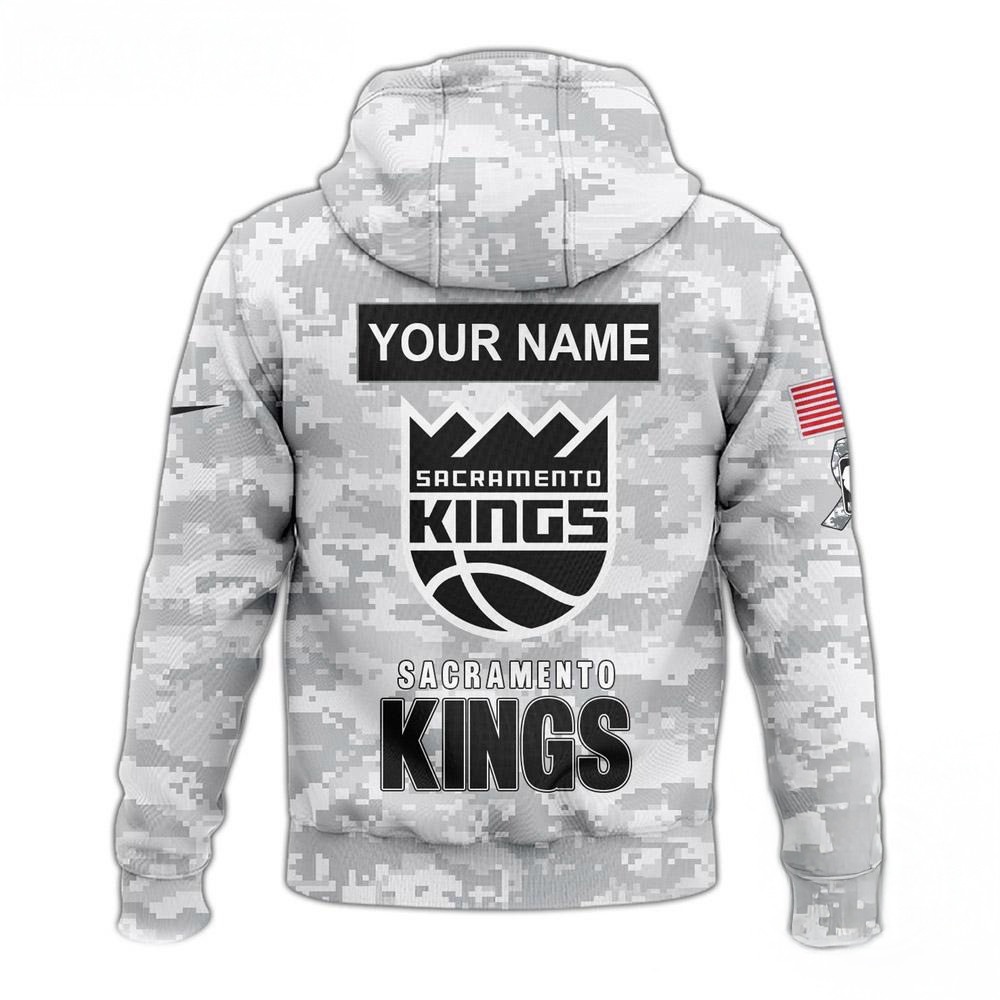 Custom Sacramento Kings Camo 2025 Salute to Service Club Hoodie Best Gifts For Basketball Fans