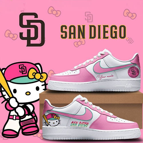 Custom San Diego Padres Hello Kitty Night Nike Air Force 1 Best Gifts For Baseball Fans
